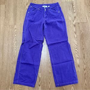 Express Vintage High-Waisted Wide-Leg Carpenter Pants Purple Women's size 9/10